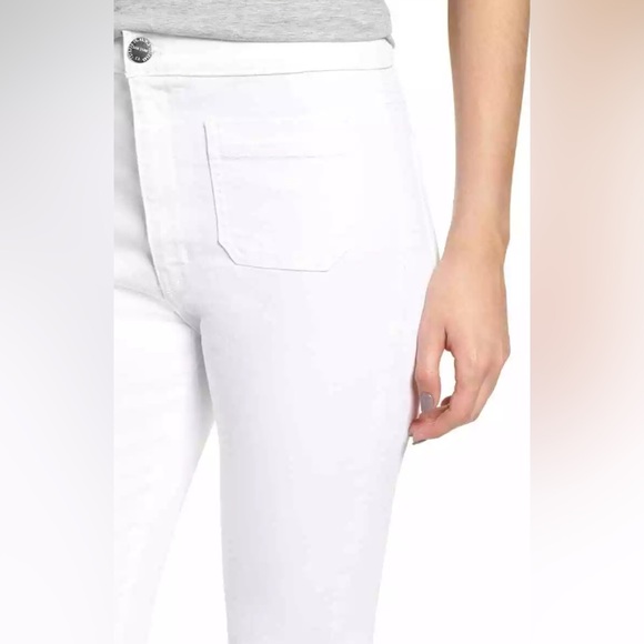 Current/Elliott Denim - Current/Elliot Ultra High Waist Kick Jeans W/ Patch Pockets Sugar White Sz 25